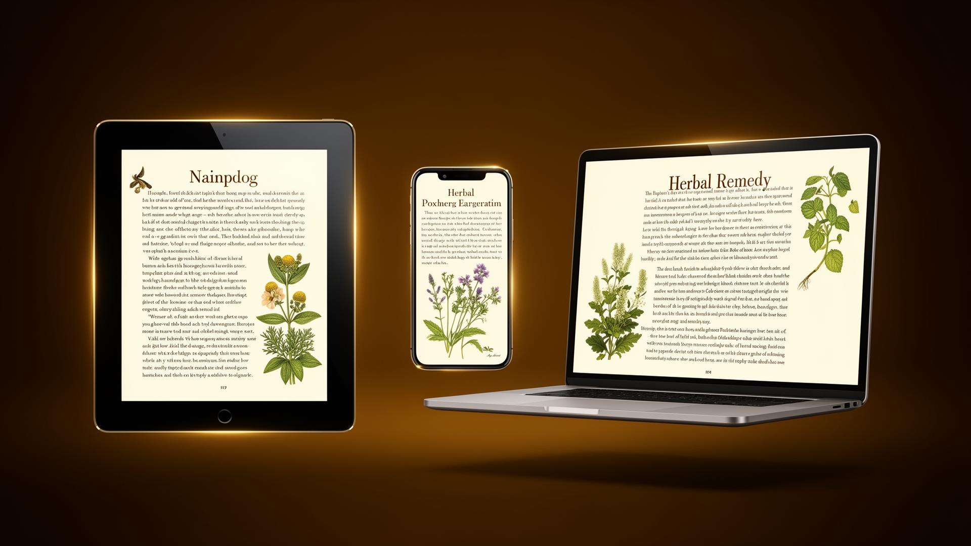 Ebook displayed on tablet, phone, and laptop